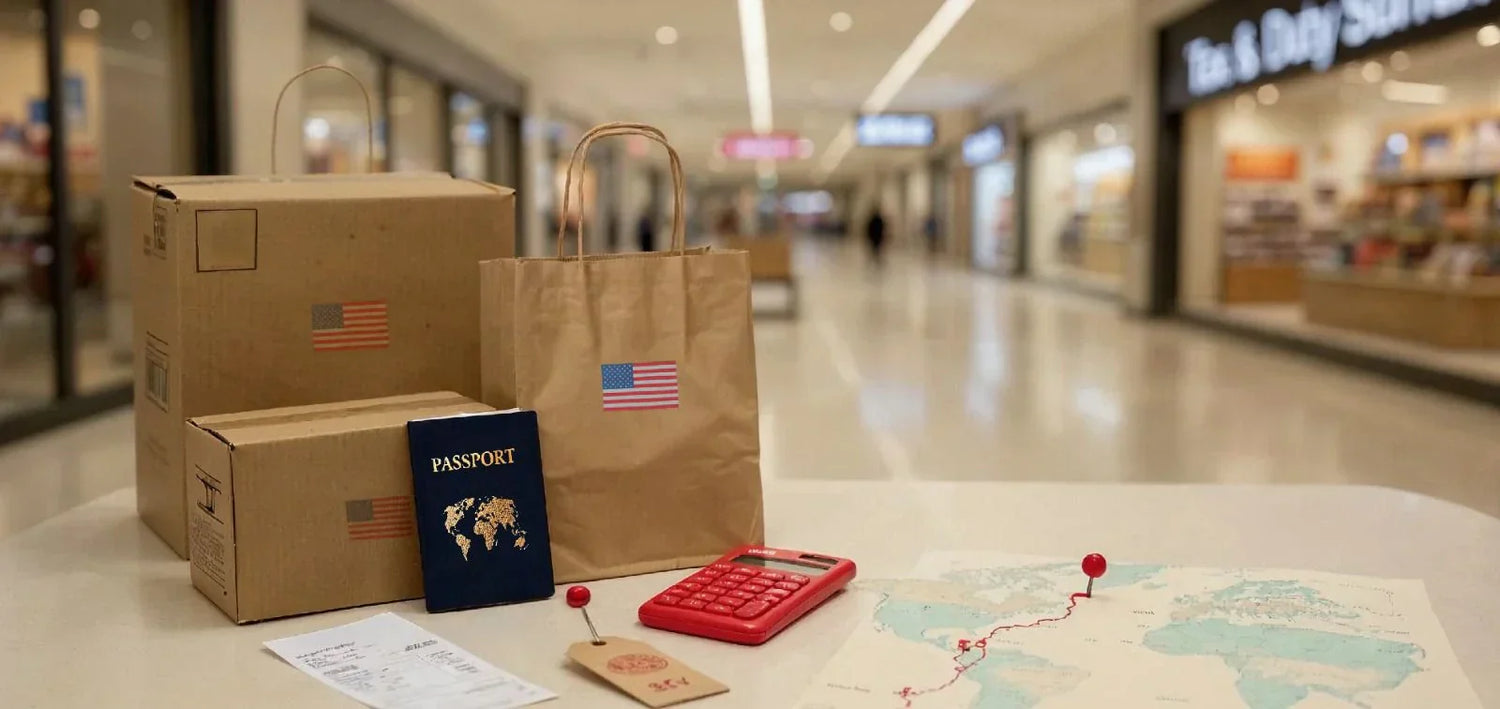 U.S. products and business supplies prepared for international shipping with estimated import cost planning