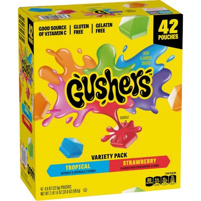 وجبات Gushers الخفيفة بالفراولة والفواكه الاستوائية المتنوعة، 0.8 أونصة، 42 عبوة.