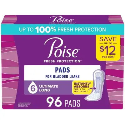 Poise Incontinence Pads, 6 Drop Ultimate Absorbency, 96 ct.