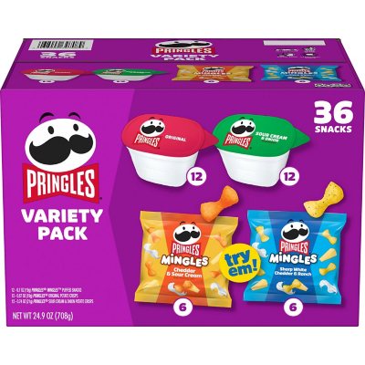 عبوة تشكيلة سناك Pringles Mingles وSingles، 36 قطعة.