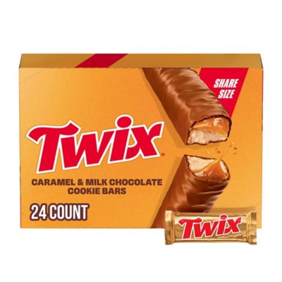 Twix Caramel Cookie Chocolate Candy Bars, Share Size, 3.02 oz., 24 pk.