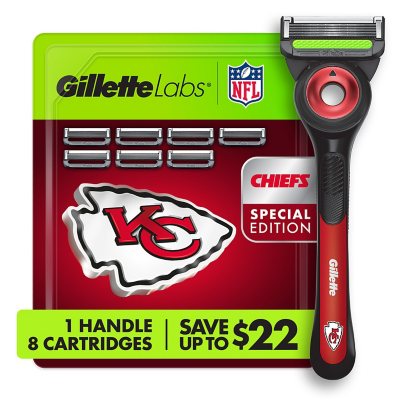 Gillette Labs NFL Kansas City Chiefs Rasierer für Herren, Griff + 8 Klingen