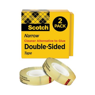 Scotch - 665 Double-Sided Tape, 1/2" x 1296", 3" Core, Transparent - 2/Pack