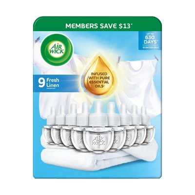 Air Wick Scented Oil Air Freshener, Fresh Linen, 9 refills