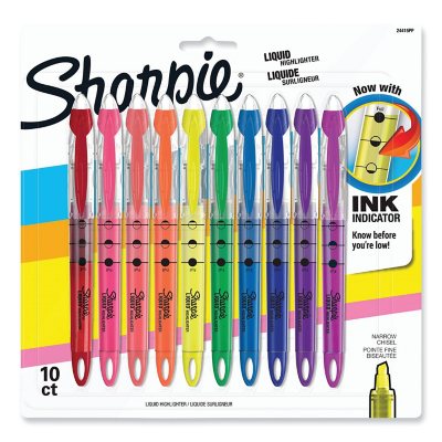Sharpie - قلم تحديد سائل على شكل قلم، رأس إزميلي، متنوع - 10/طقم