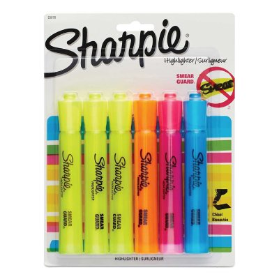Sharpie Accent - قلم تحديد على شكل خزان، رأس إزميلي، ألوان متنوعة - 6 قطع.