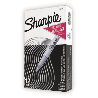 Sharpie Metallic Permanent Marker, Fine Point, Metallic Silver, 12ct.