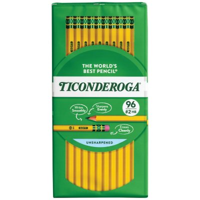 قلم رصاص خشبي Ticonderoga، HB #2، أسطوانة صفراء، 96 قطعة.