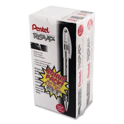 Pentel - R.S.V.P. Ballpoint Stick Pen, Black Ink, Medium - 24 per Pack