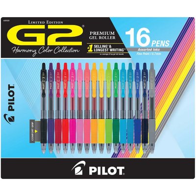 قلم جل G2 فاخر، حبر متنوع 16 عبوة، رأس رفيع