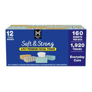 Memberâ€™s Mark Soft & Strong 2-Ply Premium Facial Tissues 12 Flat Boxes, 160 tissues/box