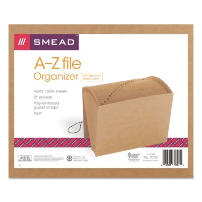ملفات Smead 21 جيبًا قابلة للتوسيع مع فواصل أبجدية، إغلاق بسلك، كرافت، حجم الرسالة، بني