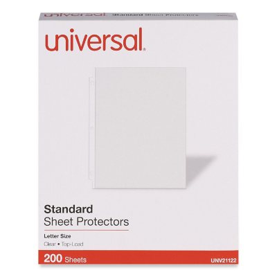 Universal(R) Standard Sheet Protector, Standard, 8-1/2" x 11, Clear, 200/Box