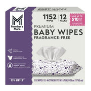 Member's Mark Premium Baby Wipes, Fragrance Free, 12 pk., 1152 Wipes