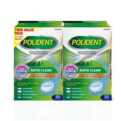 Polident Rapid Clean Dental Cleanser Tablets, 102 ct., 2 pk.