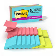 مفكرات لاصقة فائقة الثبات المنبثقة من Post-it، مقاس 3 بوصات × 3 بوصات، مجموعة ألوان نيون سوبرنوفا، عبوة من 16 قطعة، إجمالي 1,440 ورقة