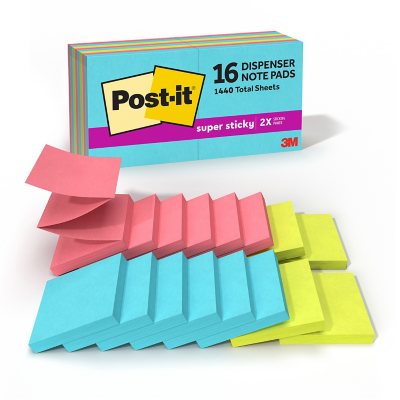 مفكرات لاصقة فائقة الثبات المنبثقة من Post-it، مقاس 3 بوصات × 3 بوصات، مجموعة ألوان نيون سوبرنوفا، عبوة من 16 قطعة، إجمالي 1,440 ورقة