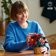 LEGO Icons Poinsettia Plant Building Set and Centerpiece Table Decoration, 608 pcs.