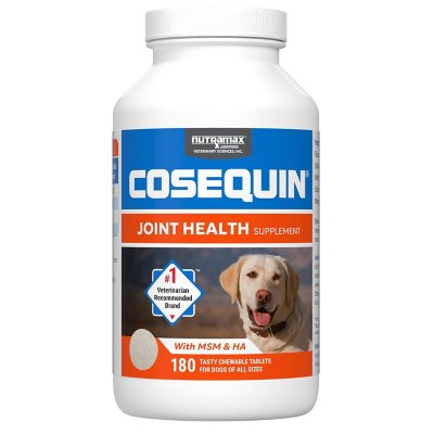 مكملات Nutramax Cosequin لقوة المفاصل القصوى للكلاب مع MSM وحمض الهيالورونيك، 180 قرصًا.