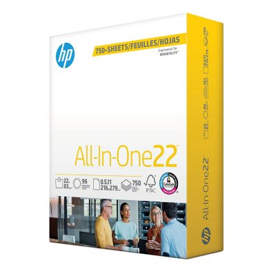HP All-In-One Printer Paper, 8.5 x 11", 96 Bright, 22 lbs., 1 Mega Ream (750 sheets)