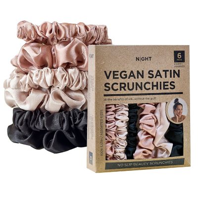 NIGHT Vegane Satin-Scrunchies, sortiert, 6 Stk.