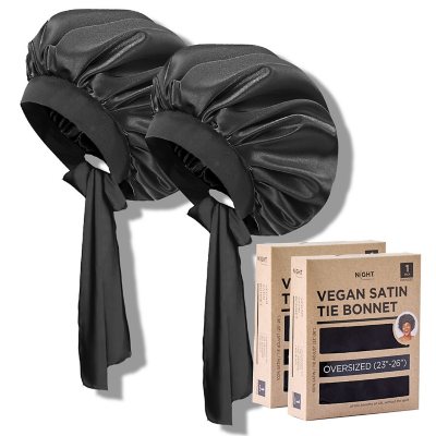 NIGHT Vegan Satin Oversized Bonnet, 2 pk.