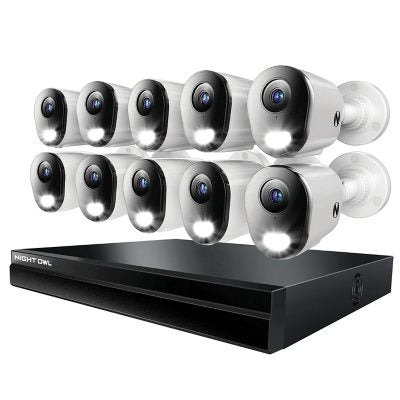 نظام أمان من نايت أول، كاميرات PoE بدقة 4K مع مسجل فيديو شبكي (NVR) بسعة 4 تيرابايت، 10 حزم.