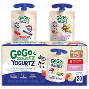 GoGo Squeez Yogurtz فراولة وفراولة بالموز، 3 أونصة، 20 قطعة.