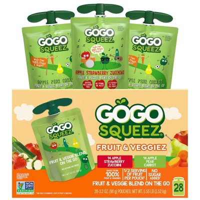 أكياس مهروس التفاح "GoGo SqueeZ Fruit & VeggieZ"، 3.2 أونصة، 28 عبوة.