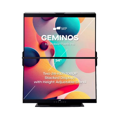 شاشة Mobile Pixels Inc. Geminos المزدوجة 24 بوصة المكدسة عموديًا