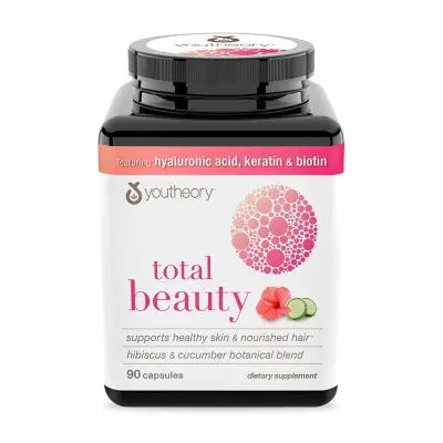 Youtheory Total Beauty Hyaluronic Acid, Keratin & Biotin Capsules, 90 ct.