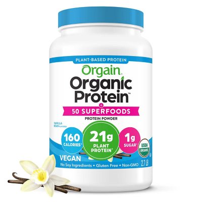 Orgain Organic 21g Plant-Based Protein Powder + Superfoods, Vanilla 2.7 lbs.