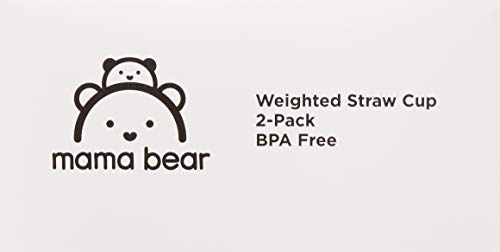 Amazon Brand - Mama Bear Silicone Weighted Straw Sippy Cup, 9 Ounces, Pack of 2, Blue/Green
