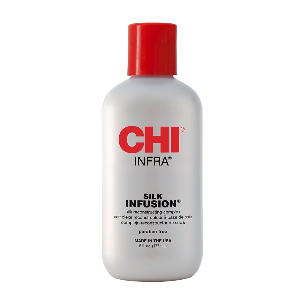 CHI Infra Silk Infusion، علاج مرمم يترك على الشعر لتقوية وحماية جميع أنواع الشعر، خالٍ من الكحول، 6 أوقية