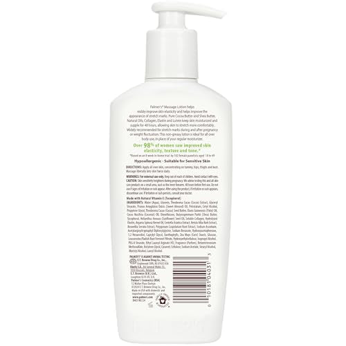 Palmer's Cocoa Butter Formula Massage Lotion For Stretch Marks, Pregnancy Skin Care, Belly Cream with Collagen, Elastin, Argan OIl and Shea Butter, 8.5 Ounces