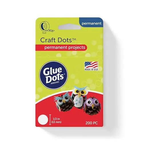 Glue Dots, Craft Dots, Double-Sided, 1/2", .5 Inch, 200 Dots, DIY Craft Glue Tape, Sticky Adhesive Glue Points, Liquid Hot Glue Alternative, Clear