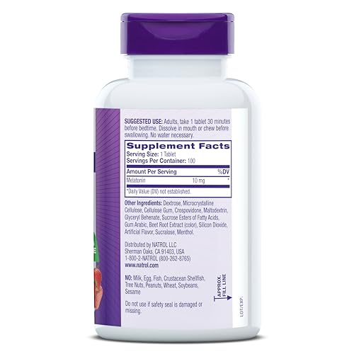 Natrol Fast Dissolve Melatonin 10mg Tablets - Strawberry Flavor, 100 Count, Sleep Support Melatonin Tablets for Adults, 100-Day Supply