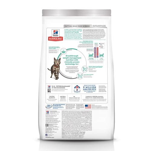 Hill's Science Diet Perfect Weight, Adult 1-6, Weight Management Support, Dry Cat Food, Chicken Recipe, 7 lb Bag
