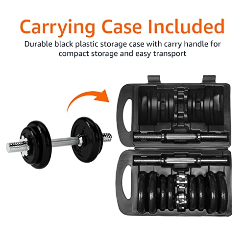 Amazon Basics Adjustable Dumbbell Hand Weight Set, 38 pound, Black