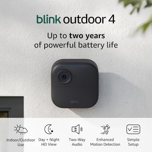 Blink Outdoor 4 (newest model) – Wireless smart security camera, two-year battery life, two-way talk. Required Sync Module not included – Add-on camera