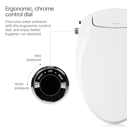 Brondell Bidet Toilet Seat Non-Electric Swash Ecoseat, Fits Elongated Toilets, White - Dual Nozzle System, Ambient Water Temperature - Bidet with Easy Installation
