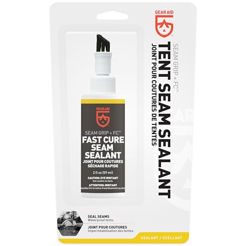 GEAR AID Seam Grip FC Fast Cure Sealant for Sealing Seams on Tents, Rainflies, Shelters, Awnings, Tarps and Pop-ups Made of Nylon, Vinyl, Clear, 2 fl oz