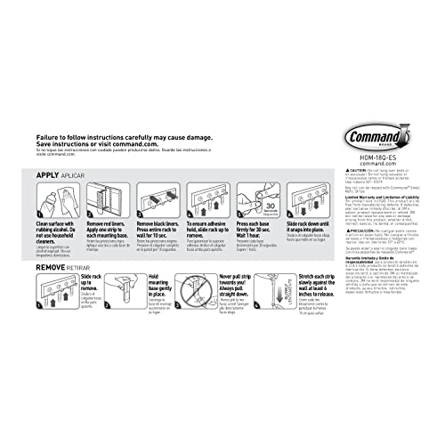 Command Key Rail, Holds up to 2 lb, 8-inch Rail with 4 Key Hooks and 6 Command Strips, Quartz, Removable Key Hooks for Entryway or Hallway, Hang Keys, Hats, Dog Leashes, and Accessories