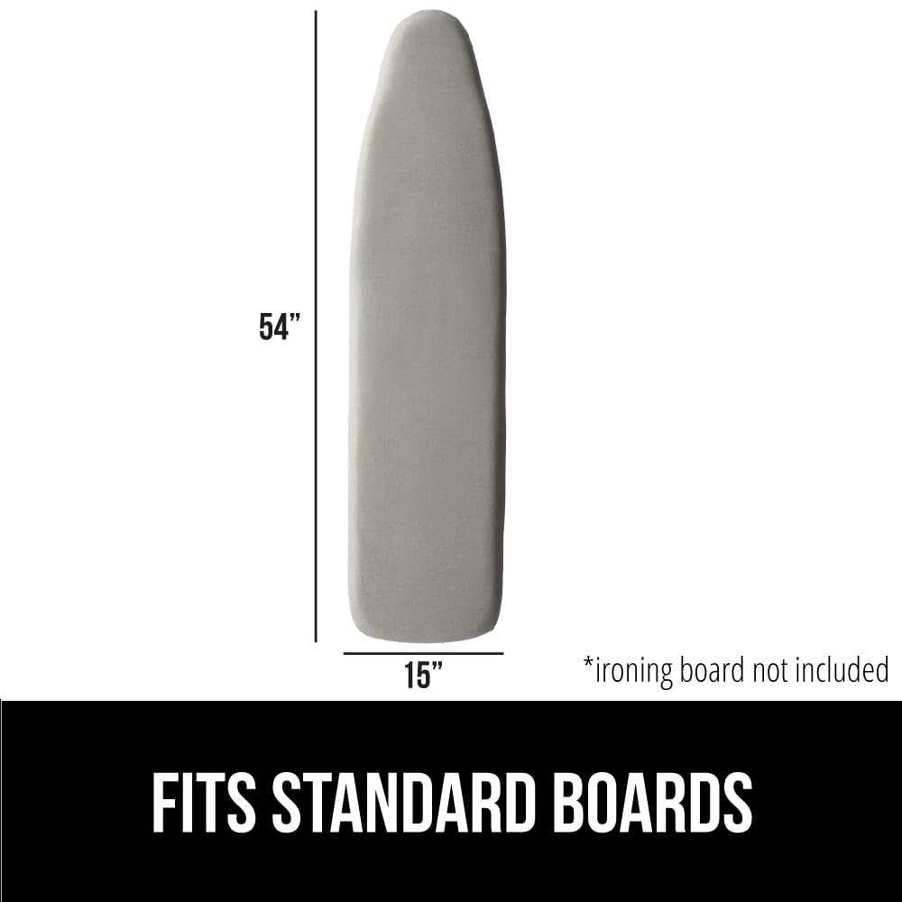 The Original GORILLA GRIP Ironing Board Cover and Pad, Silicone Coating, Thick Scorch Resistant Padding, Heavy Duty Iron Covers Standard Boards, Hook and Loop Fastener Strap, Silver, 15x54