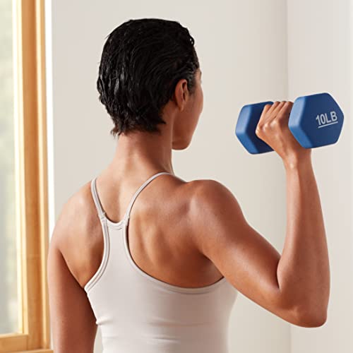 Amazon Basics Neoprene Dumbbell Hand Weights, 10 Pound, Pair, Navy Blue