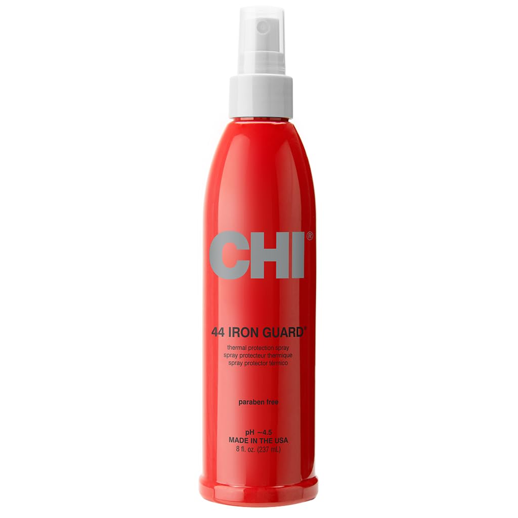 CHI 44 Iron Guard Thermal Protection Spray، تركيبة مغذية تساعد على مقاومة التلف الحراري للشعر وتحد من تجعده، شفاف، 8 أونصة