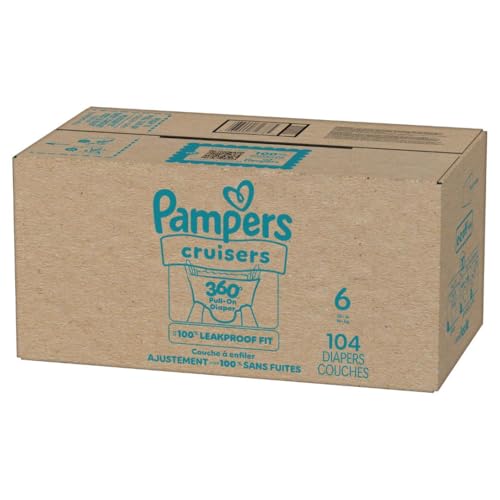 Pampers Diapers - Cruisers 360 - Size 6, 104 Count, Babyproof up to 100% Leakproof Pull-On Diaper