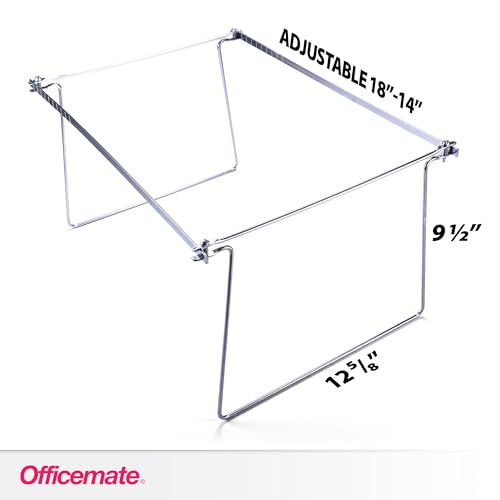 Officemate Hanging File Frame, Letter Size, Adjustable 14 to 18-Inches, 2 Count (Pack of 1),Silver, 91990