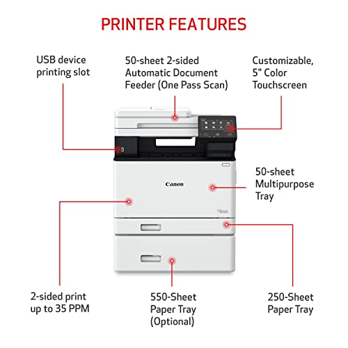 Canon imageCLASS MF753Cdw - Wireless Duplex Color Laser Printer, All-In-One with Scanner, Copier, Fax, Auto Document Feeder, Mobile Ready, 3 Year Limited Warranty, 35 PPM, White