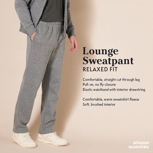 Amazon Essentials Men's Fleece Open Bottom Sweatpant (Available in Big & Tall), Black, Medium